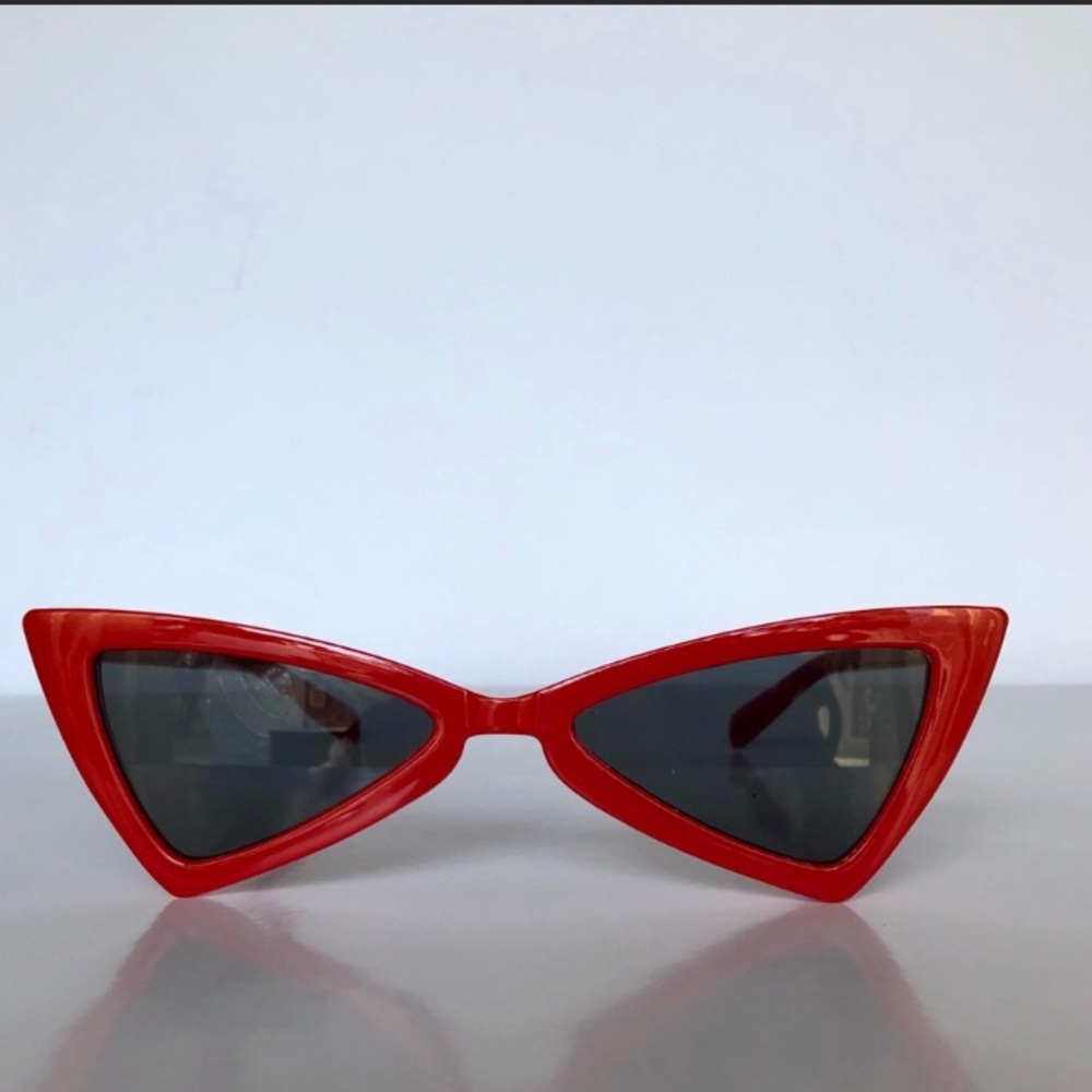 Red Slim Cat Eye Triangle Vintage Glasses
